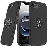 Premium Chief Oil Painted Magnetic Ring Stand Hybrid Case For iPhone 16E/SE4 (2025) - Black