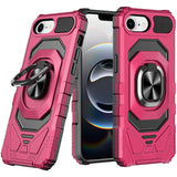 Premium Robotic Hybrid W/ Magnetic Ring Stand Case For iPhone 16e  / SE4 (2025)- Hot Pink