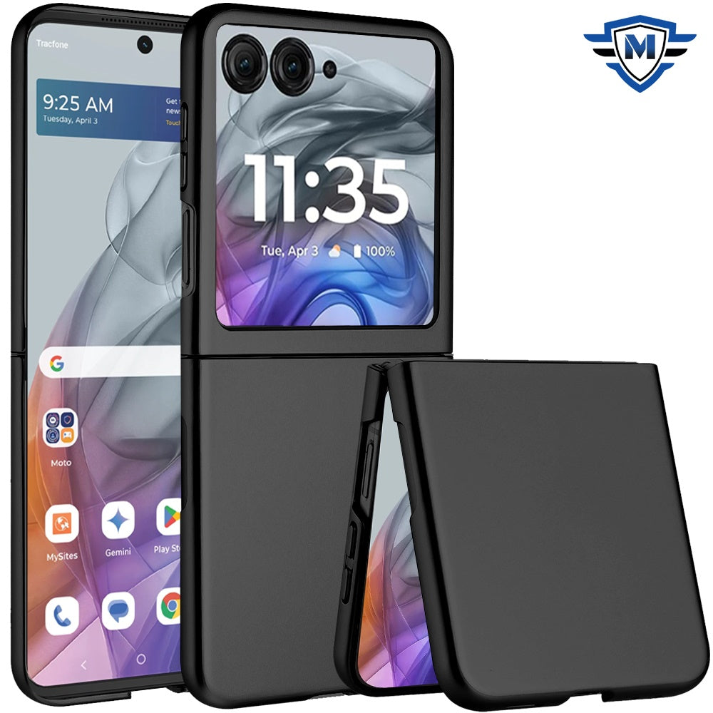 Metkase Flip Snap On Premium Matte Finish Case Cover In Slide-Out Package For Motorola Razr 2025 / Razr 2024 - Black