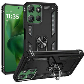 HR Premium Magnetic Ring Kickstand Hybrid Case Cover For Motorola Moto G Power 5G 2025/2026 - Black