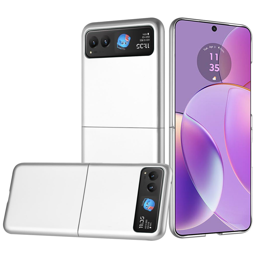 Premium Flip Snap On Premium Matte Finish Case Cover For Motorola Razr 2025 / Razr 2024 - Silver