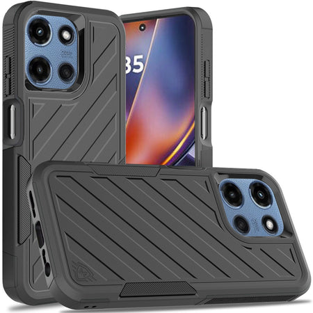 Premium Noble Lined Shockproof Dual Layer Hybrid Case For Motorola Moto G 5G 2025 - Black/Black