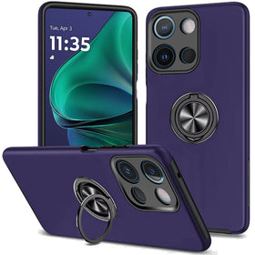 HR Premium Chief Oil Painted Magnetic Ring Stand Hybrid Case Cover For Moto G Stylus 5G 2025/2026 - Dark Purple