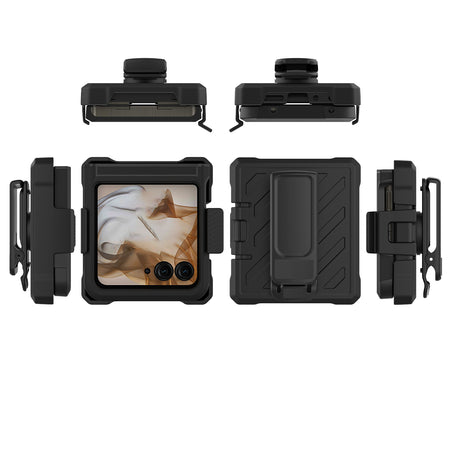 Metkase Noble Lined Shockproof Dual Layer Hybrid Holster Case For Motorola Razr 2025 / Razr 2024 - Black/Black
