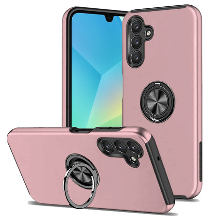 Premium Chief Oil Painted Magnetic Ring Stand Hybrid Case For Samsung A16 5G - Rose Gold