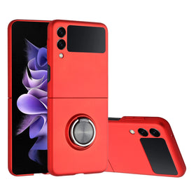Premium Chief Premium Matte Magnetic Ring Stand Hybrid Case Cover For Samsung Z Flip 7 FE / Flip 6 - Red