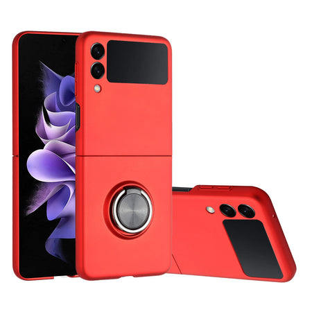 Premium Chief Premium Matte Magnetic Ring Stand Hybrid Case Cover For Samsung Z Flip 7 FE / Flip 6 - Red