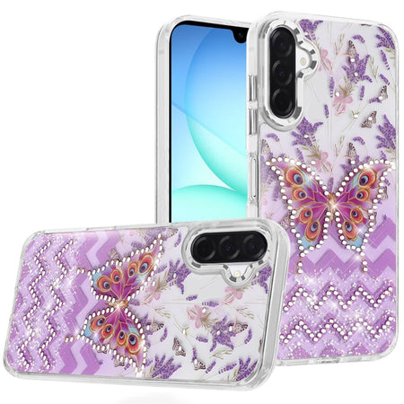 Premium Resin Epoxy Design Diamond Metal Edged Case For Samsung A17 5G - B