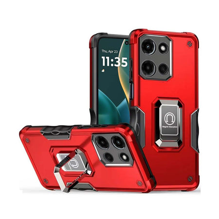 Premium Optimum Magnetic Ring Stand Hybrid Case Cover For Moto G Stylus 5G 2025 - Red
