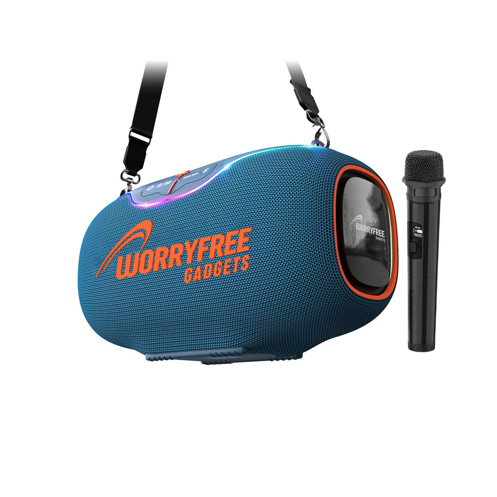 WorryFree WA80 350W Wireless Speaker With Handle & Microphone - Blue