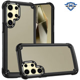 Metkase Ultimate Casex Transparent Hybrid Case With Metal Buttons And Camera Edges In Premium Slide-Out Package For Samsung Galaxy S24 Plus - Black