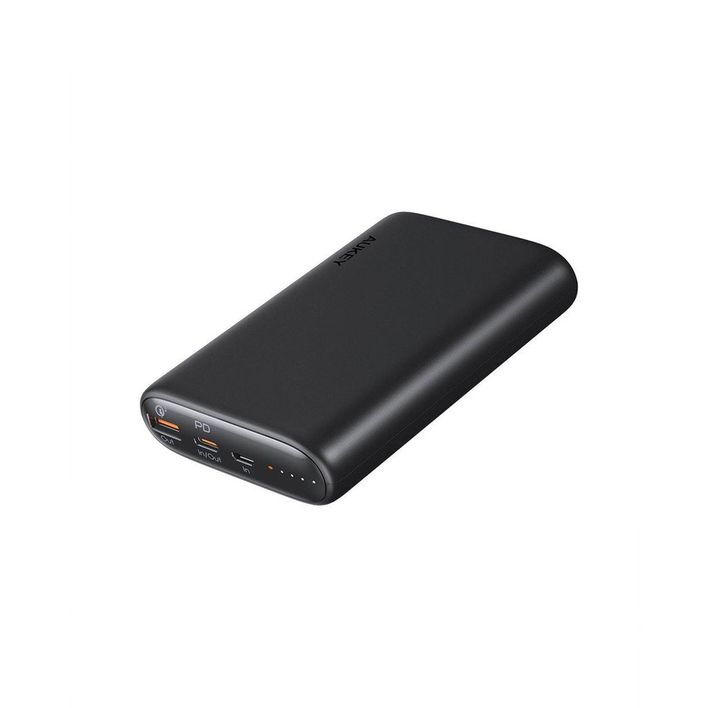 Aukey 15,000 MAH PD 20W USB-C Power Bank with USB-C TO USB-C Cable - Black