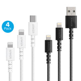 Anker Powerline Select+ 2 USB-C and 2 USB-A Lightning Cables - Black/White