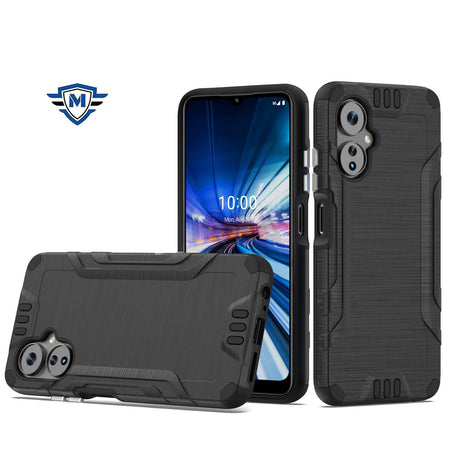 Metkase Strong Tough Metallic Design Hybrid Case In Slide-Out Package For Celero 3 - Black