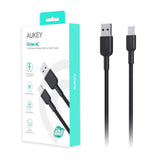 Aukey USB-A to USB-C 1.8M Nylon Braided Cable - Black