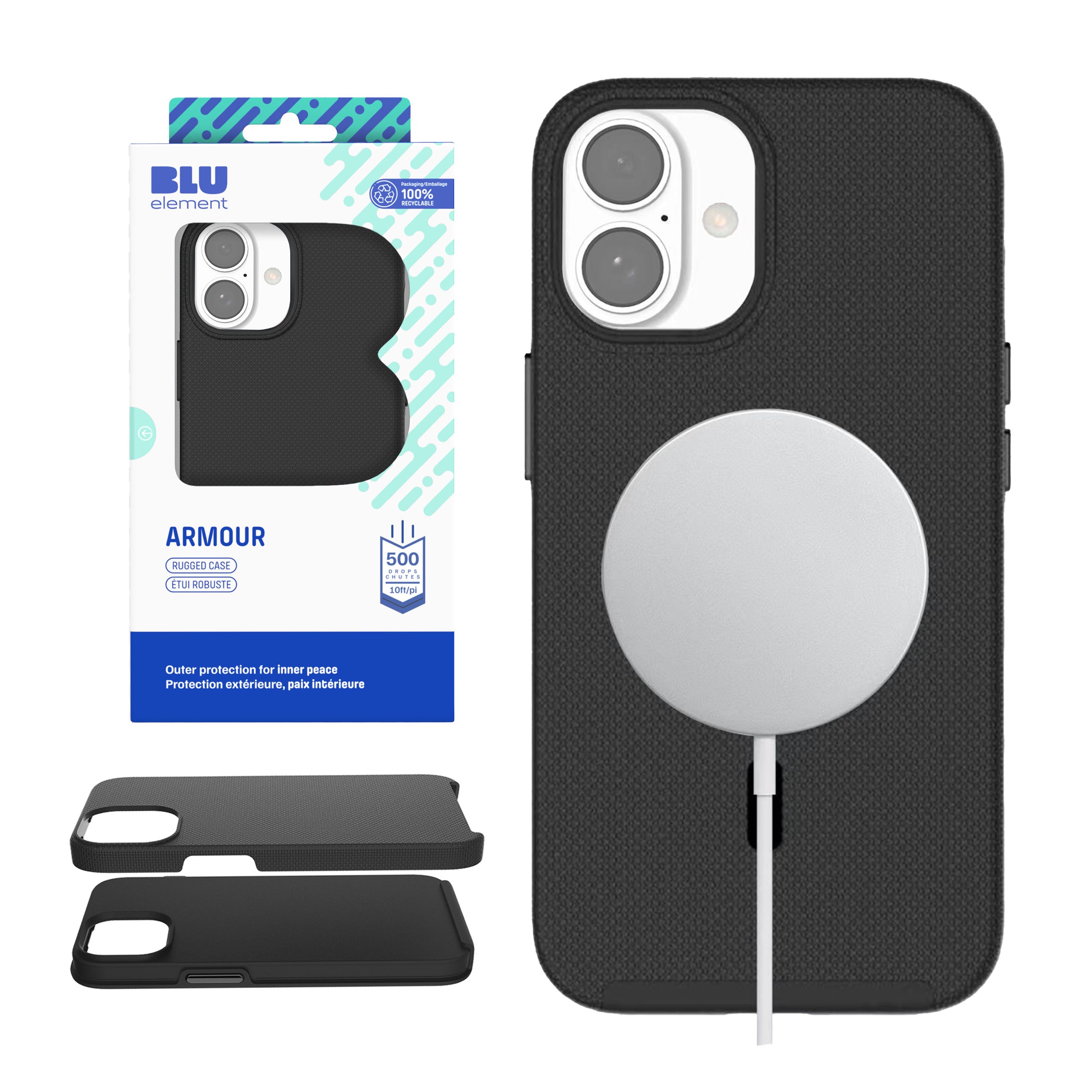 Blu Element Armour Rugged Magsafe Case For iPhone 16E/15/14/13 - Black