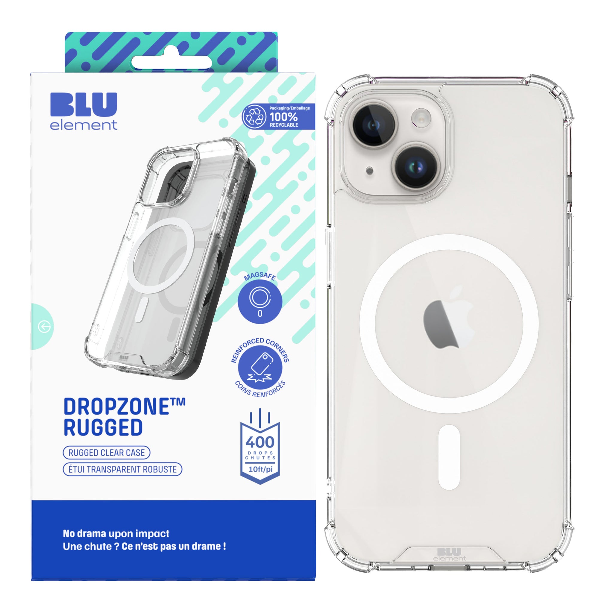 Blu Element Dropzone Rugged Case W/Magsafe For iPhone 16E/15/14/13 - Clear