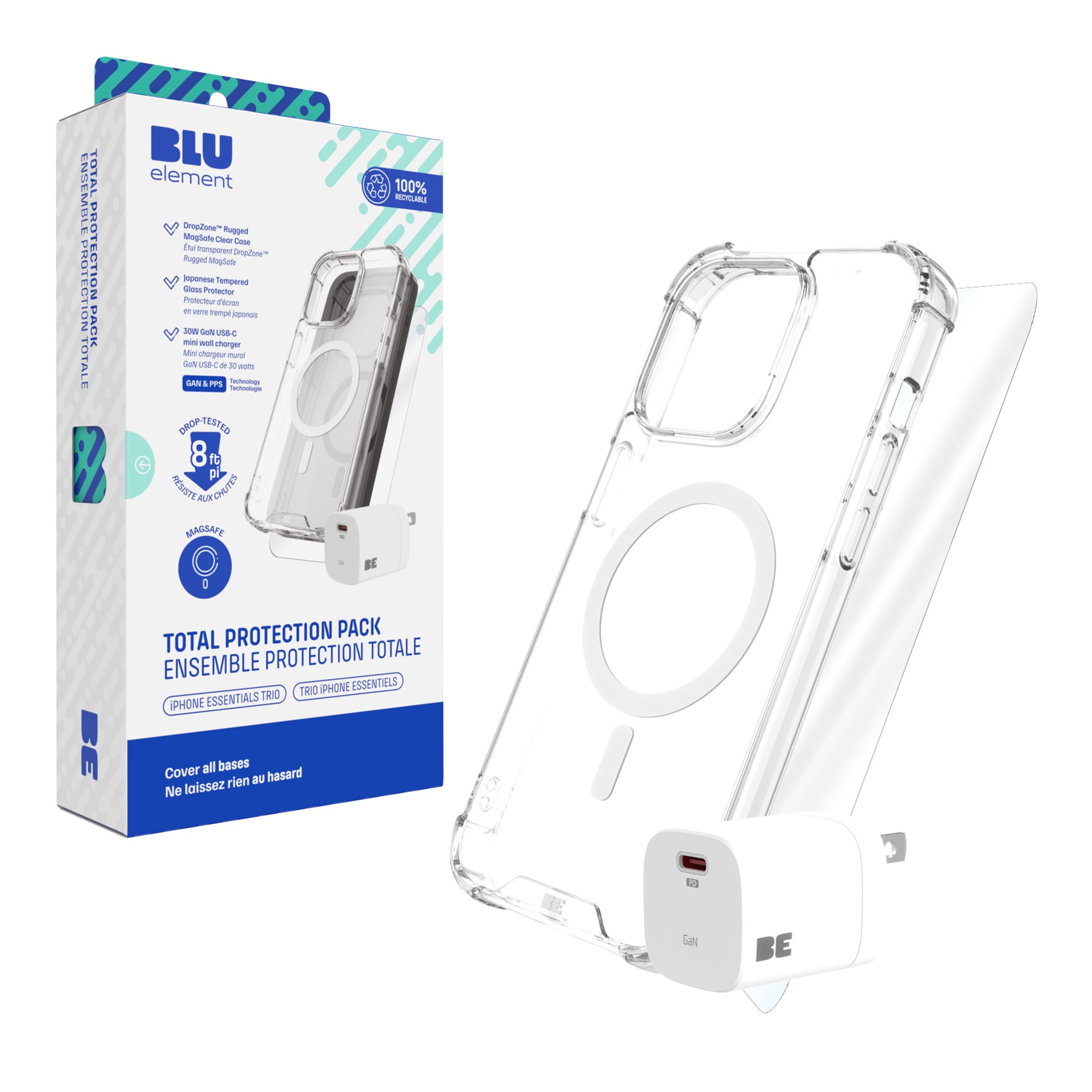 Blu Element Total Protection Magsafe Bundle For iPhone 16 - Clear