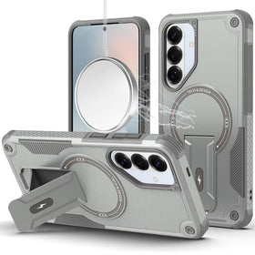 HR PREMIUM STURDY BRACKET KICKSTAND MAGNETIC HYBRID CASE FOR SAMSUNG S26 - GREY