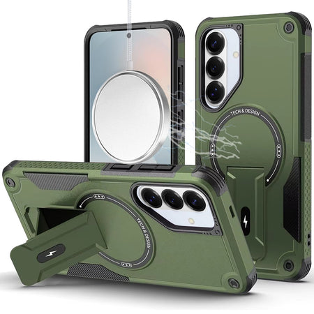 HR PREMIUM STURDY BRACKET KICKSTAND MAGNETIC HYBRID CASE FOR SAMSUNG S26 - MIDNIGHT GREEN