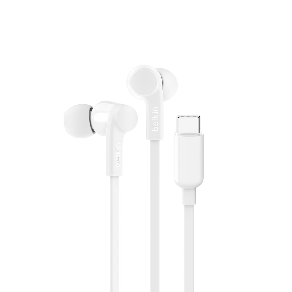 Belkin Usb-C Wired Earbuds W/ Adjustable Volume Limiter - White