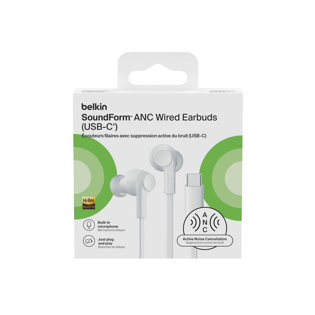 Belkin Usb-C Wired Earbuds W/ Anc - White