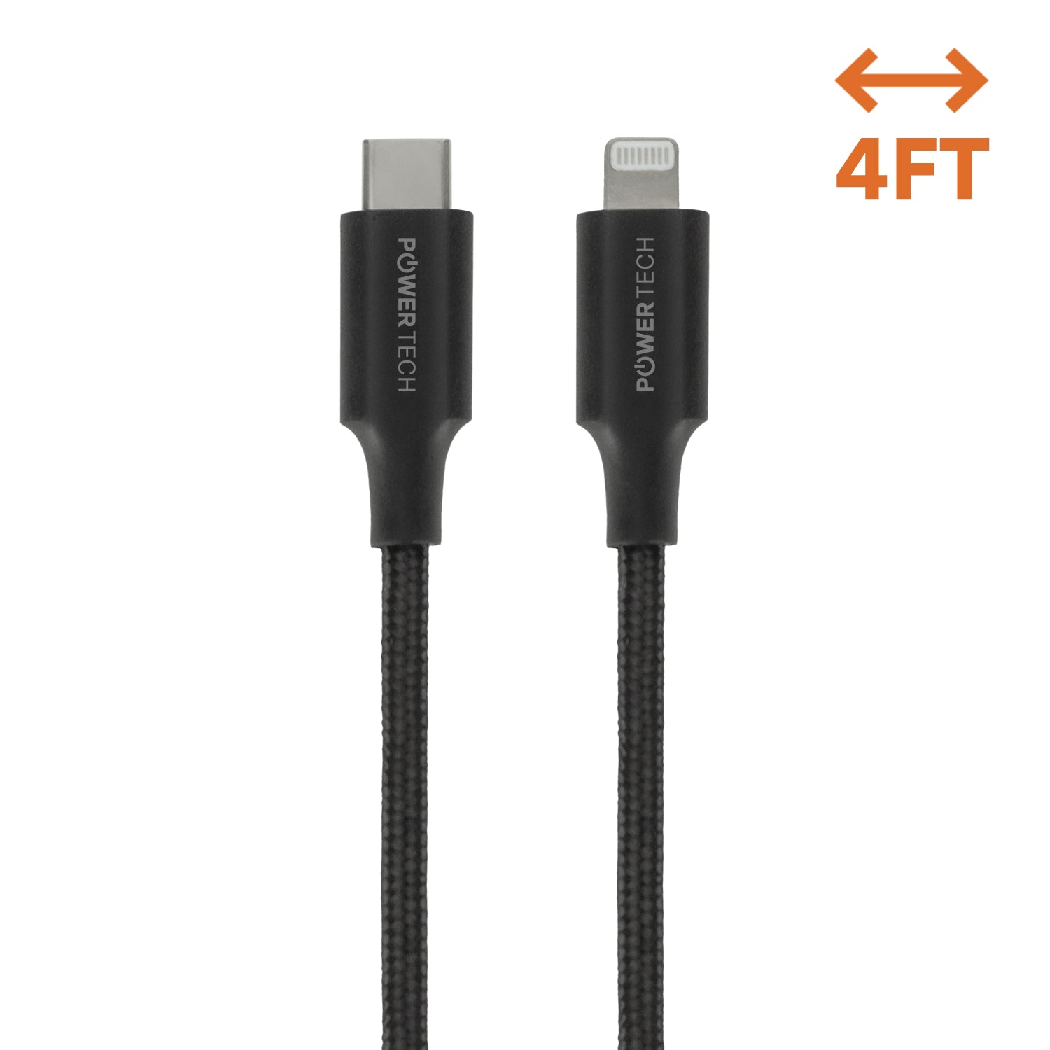 Powertech USB-C To Lightning 4ft MFI Cable - Black