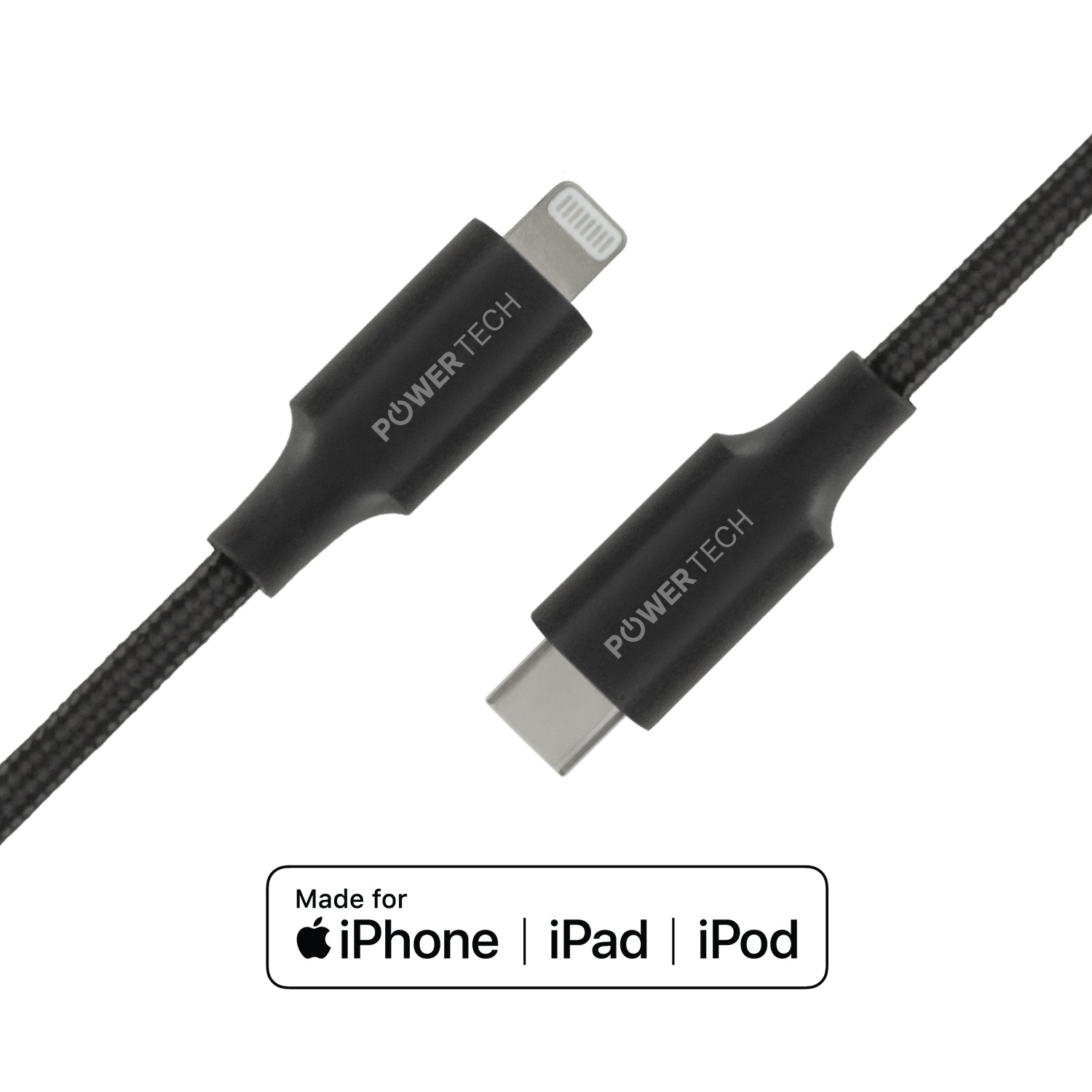 Powertech USB-C To Lightning 4ft MFI Cable - Black