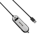 RAPIDX XC+ 27W USB-C CAR CHARGER PLUS SMART USB-A PORT WITH HARDWIRED 3.3' USB-C CABLE - WHITE