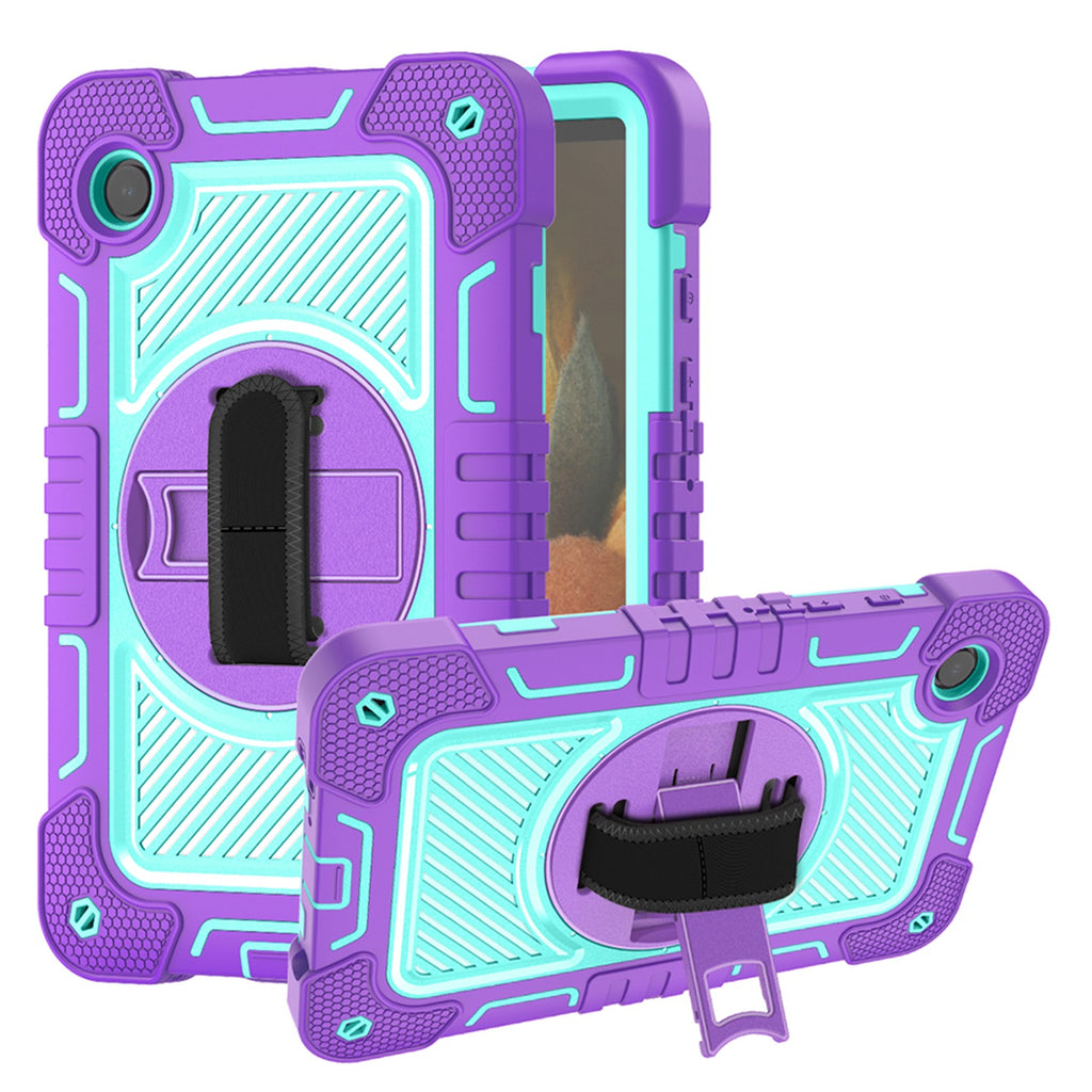 HR PREMIUM 3-IN-1 MULTI-FUNCTIONAL TABLET CASE FOR HAND, SHOULDER, PENCIL & STAND FOR SAMSUNG A9 PLUS / A11 PLUS 11" - PURPLE/TEAL