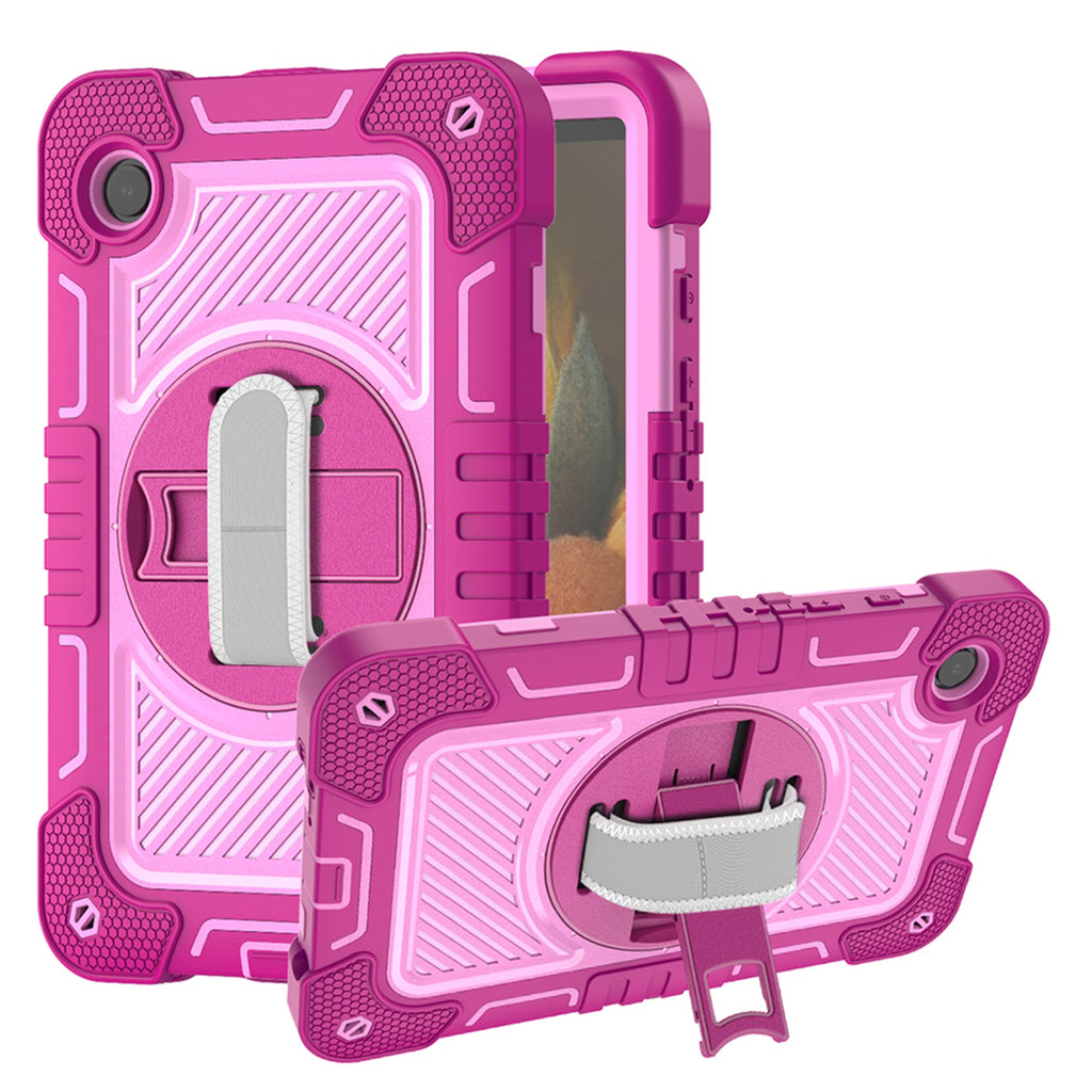 Premium 3-In-1 Multi-Functional Tablet Case For Hand, Shoulder, Pencil & Stand For Samsung A9 Plus / A11 Plus 11" - Rose Pink/Pink