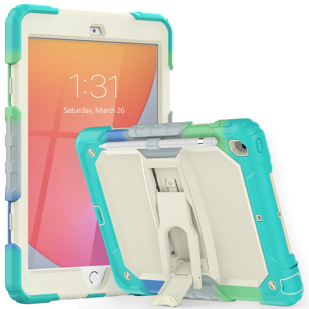 HR PREMIUM HEAVY DUTY FULL BODY RUGGED TABLET KICKSTAND CASE COVER FOR SAMSUNG A9 PLUS / A11 PLUS 11" - BEIGE/CAMO MINT
