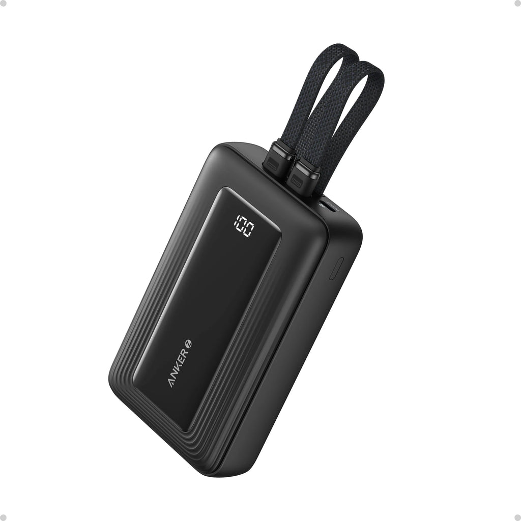 ANKER 10K MAH 35W ZOLO POWER BANK W/ BUILT-IN DUAL USB-C CABLES - BLACK