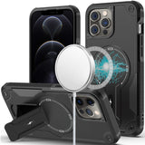 Premium Sturdy Bracket Kickstand Magnetic Hybrid Case For iPhone 12/12 Pro - Black