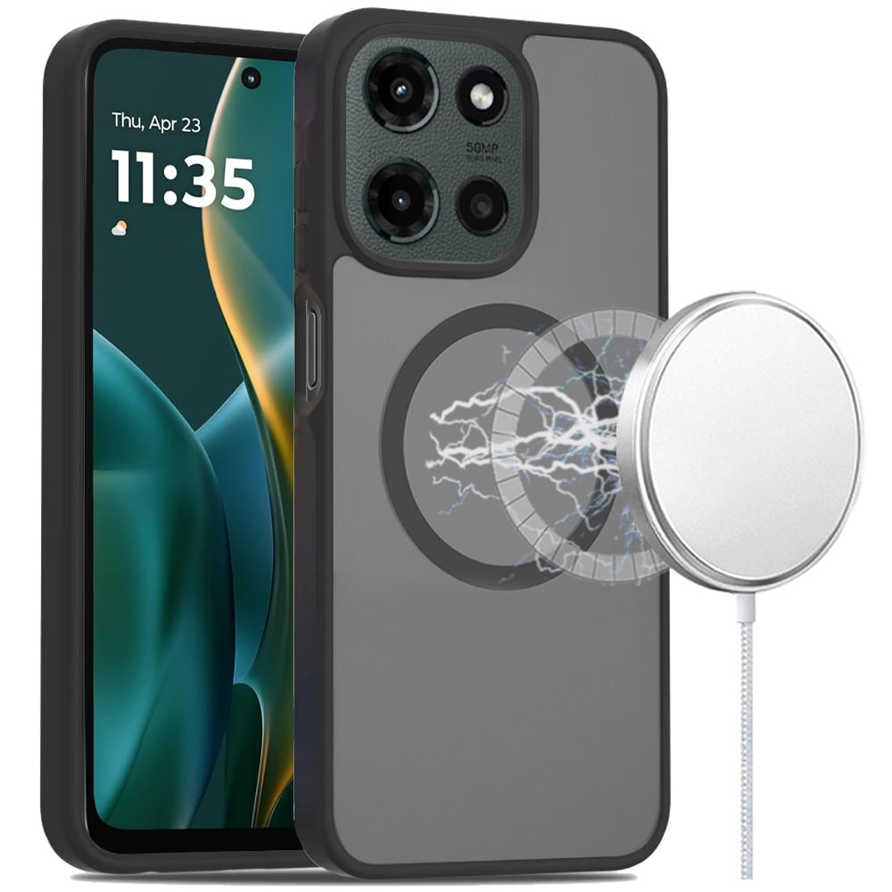 HR Premium [Magnetic Circle] Smooth Safe Matte Feel Hybrid Case For Moto G Stylus 5G 2026/2025 - Black