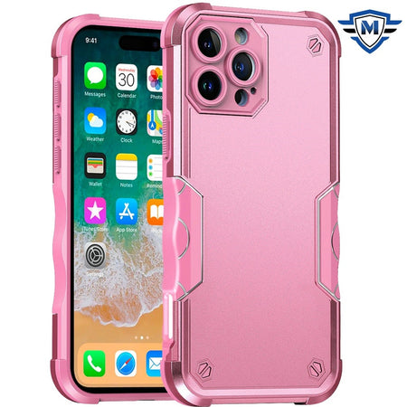 Metkase Exquisite Tough Shockproof Hybrid Case Cover In Slide-Out Package For iPhone 16 Pro Max 6.9 Inch - Pink