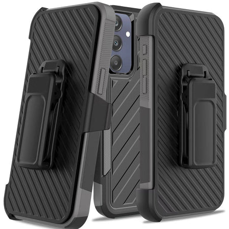 Premium Noble Lined Shockproof Dual Layer Hybrid Case For Samsung A15 5G - Black/Grey