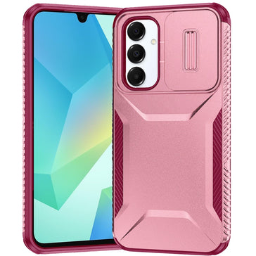 Premium Ultimate U Design Hybrid Case With Camera Window Covering For Samsung A16 5G - Pink+Burgundy