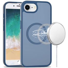 Premium [Magnetic Circle] Smooth Safe Matte Feel Hybrid Case For iPhone 16E / SE4 / 17e - Navy Blue