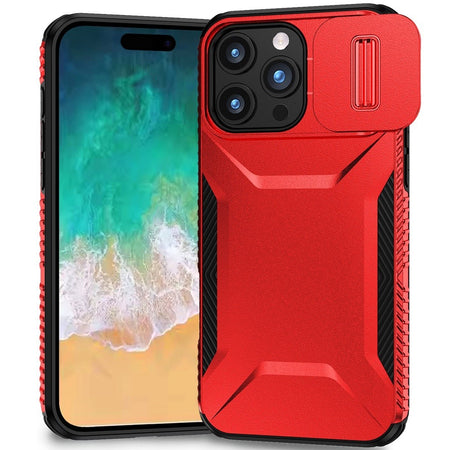 Premium Ultimate U Design Hybrid Case With Camera Window Covering For iPhone 16 Pro Max 6.9 Inch - Red