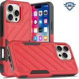 Metkase Noble Lined Shockproof Dual Layer Hybrid Case In Slide-Out Package For iPhone 16 Pro 6.3 Inch - Red/Black