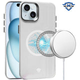 Metkase Matte Finish [Magnetic Circle] Premium Raised Camera Edge Hybrid Case For For iPhone 15 - Clear