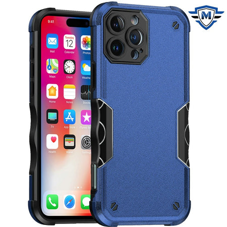 Metkase Exquisite Tough Shockproof Hybrid Case Cover In Slide-Out Package For iPhone 16 Pro 6.3 Inch - Blue