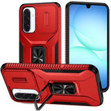 Premium Complete Magnetic Metal Ring Stand Camera Protection Hybrid Case For Samsung A17 5G - Red