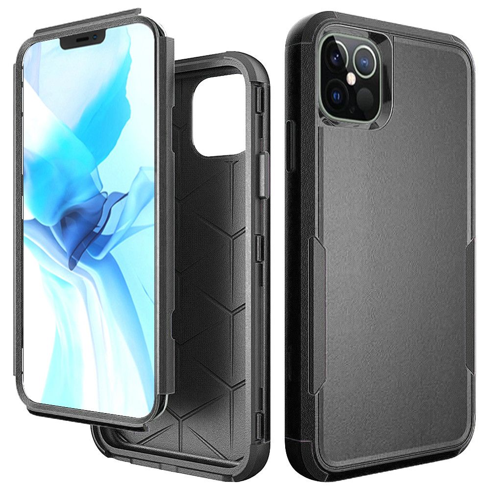 Hybrid Case For iPhone 12 & iPhone 12 Pro - Black - Tough Anti-Slip