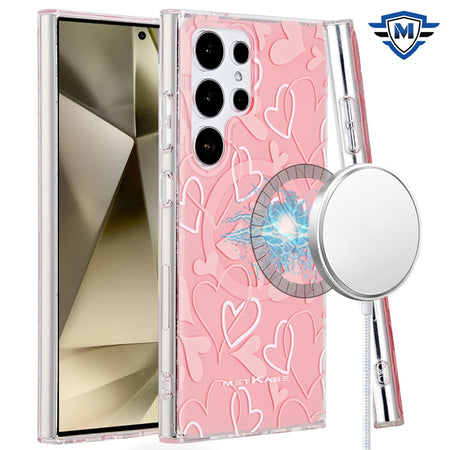 Metkase Double Protection Imd Design Pattern [Magnetic Circle] Premium Case For Samsung Galaxy S24 Ultra - Hearts