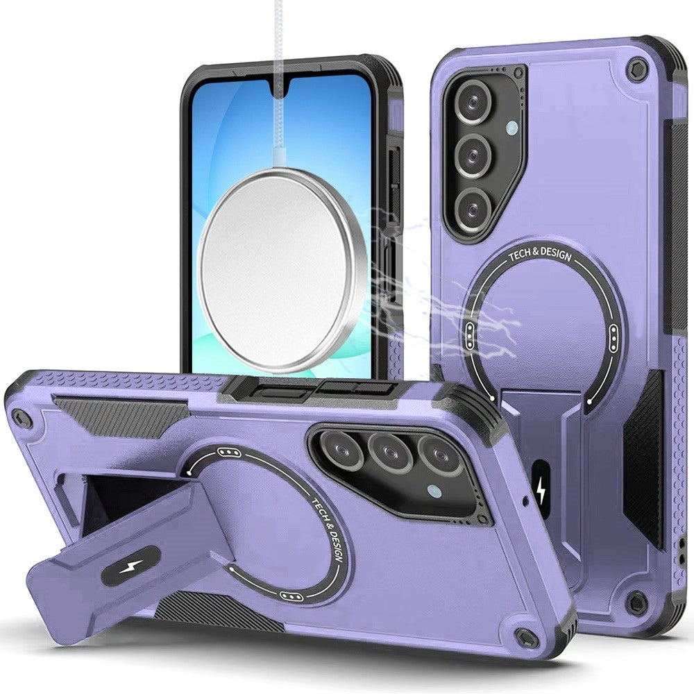 HR Premium Sturdy Bracket Kickstand Magnetic Hybrid Case For Samsung A17 5G - Purple