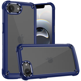 Premium Ultimate Casex Transparent Hybrid Case With Metal Buttons And Camera Edges For iPhone 16E (E Edition) / SE4 (2025) / 17E- Blue