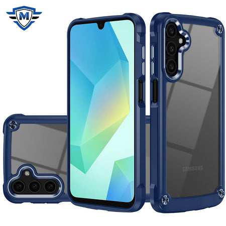 Metkase Ultimate Casex Transparent Hybrid Case With Metal Buttons And Camera Edges For Samsung A16 5G - Blue