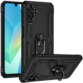 Premium Ring Magnetic Kickstand Hybrid Case For Samsung A16 5G - Black